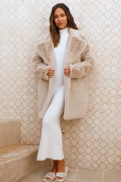 Luxe Life Faux Fur Jacket Beige