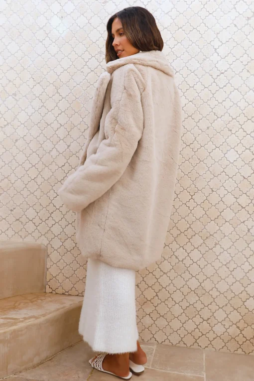 Luxe Life Faux Fur Jacket Beige