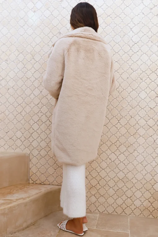 Luxe Life Faux Fur Jacket Beige
