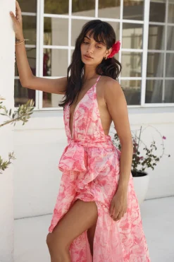 Magic Meadow Halter Maxi Dress Pink