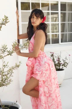 Magic Meadow Halter Maxi Dress Pink