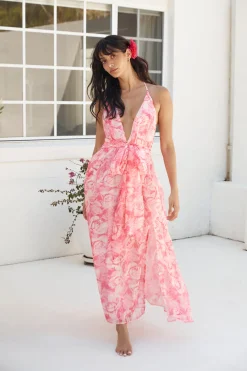 Magic Meadow Halter Maxi Dress Pink
