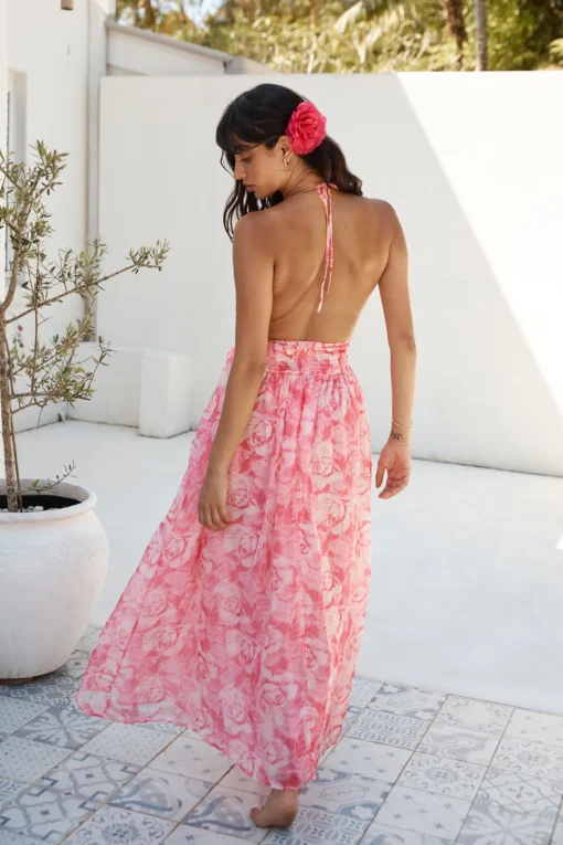 Magic Meadow Halter Maxi Dress Pink