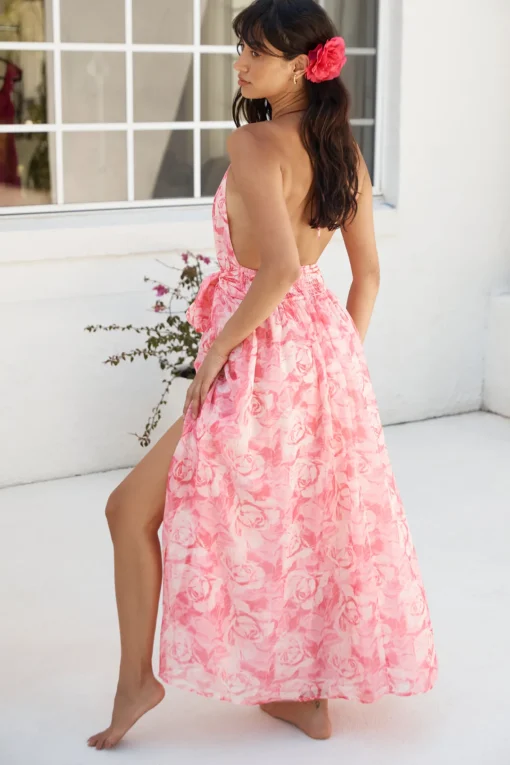 Magic Meadow Halter Maxi Dress Pink