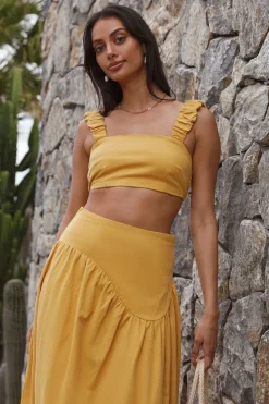 Mango Trees Crop Top Mustard