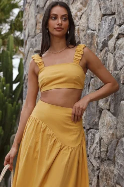 Mango Trees Crop Top Mustard