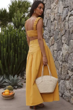 Mango Trees Crop Top Mustard