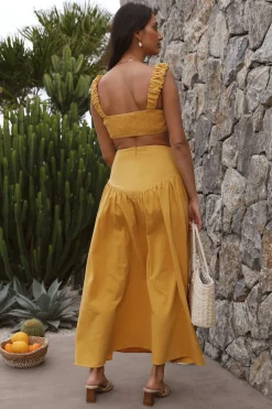 Mango Trees Crop Top Mustard