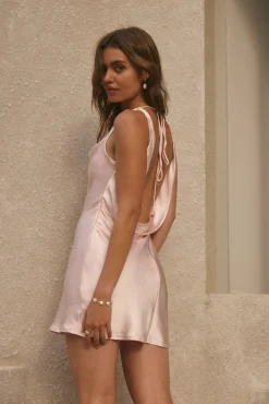Maxine Satin Mini Dress Pink
