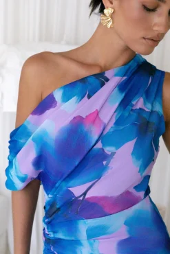 Midnight Palette Off Shoulder Maxi Dress Blue