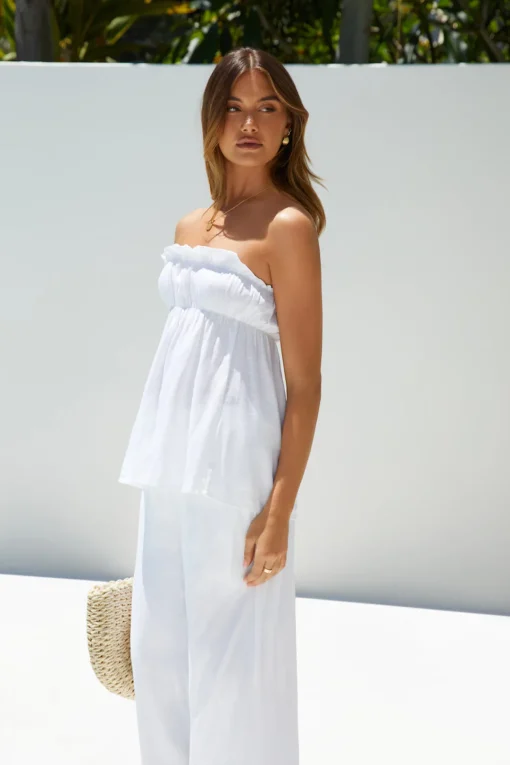 Mollie Miles Strapless Top White