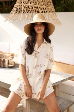 Muy Caliente Romper Beige