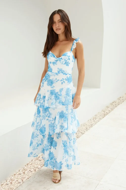 Ocean Mist Midi Dress Blue
