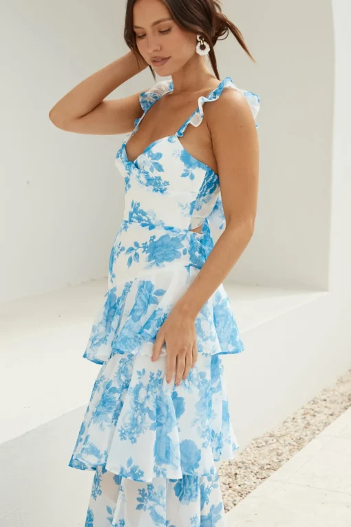 Ocean Mist Midi Dress Blue