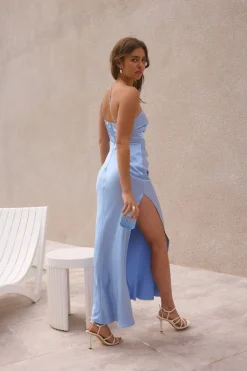 Olive Branch One Shoulder Maxi Dress Blue