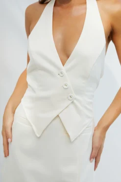 Opal Moss Halter Vest Cream