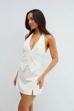 Opal Moss Halter Vest Cream