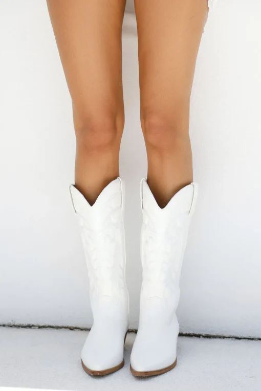 Ottilie Cowboy Boots White