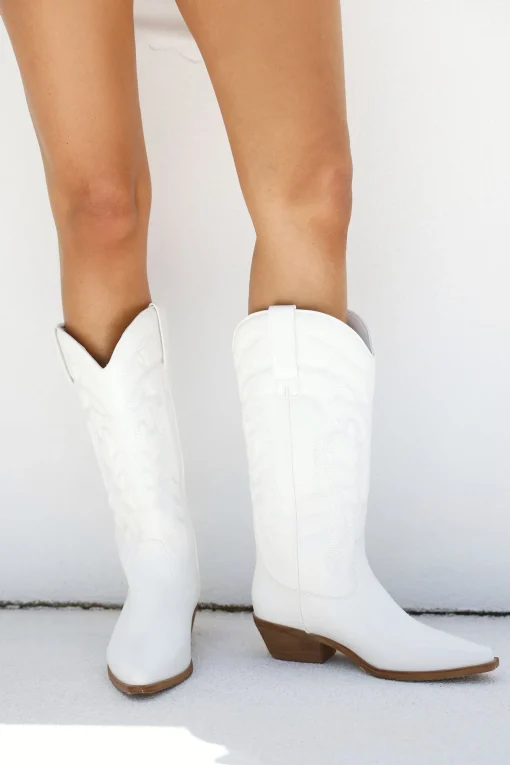 Ottilie Cowboy Boots White