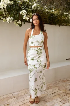 Over The Hedges Halter Crop Top Green