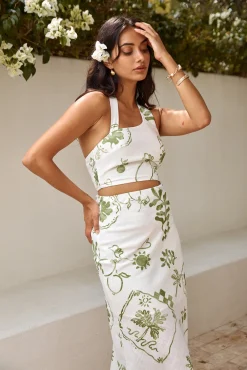 Over The Hedges Halter Crop Top Green