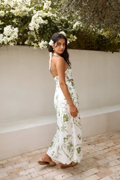 Over The Hedges Halter Crop Top Green