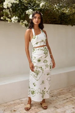 Over The Hedges Halter Crop Top Green