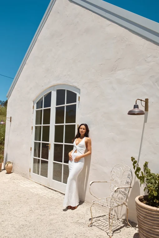 Palm Tree Paradise Maxi Skirt White