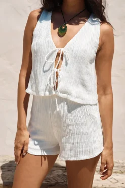 Pearlescent Jewels Crop Top White