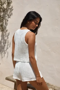 Pearlescent Jewels Crop Top White