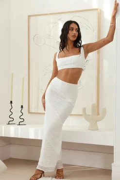 Picnic On The Beach Maxi Skirt White