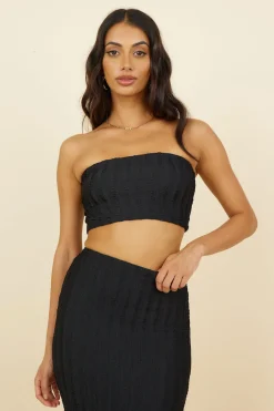 Poolside Adventure Crop Top Black