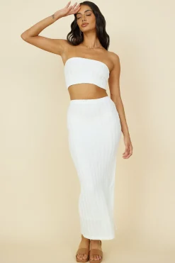 Poolside Adventure Maxi Skirt White