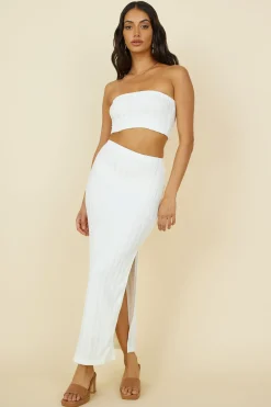 Poolside Adventure Maxi Skirt White