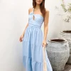 Pure Satisfaction One Shoulder Maxi Dress Blue