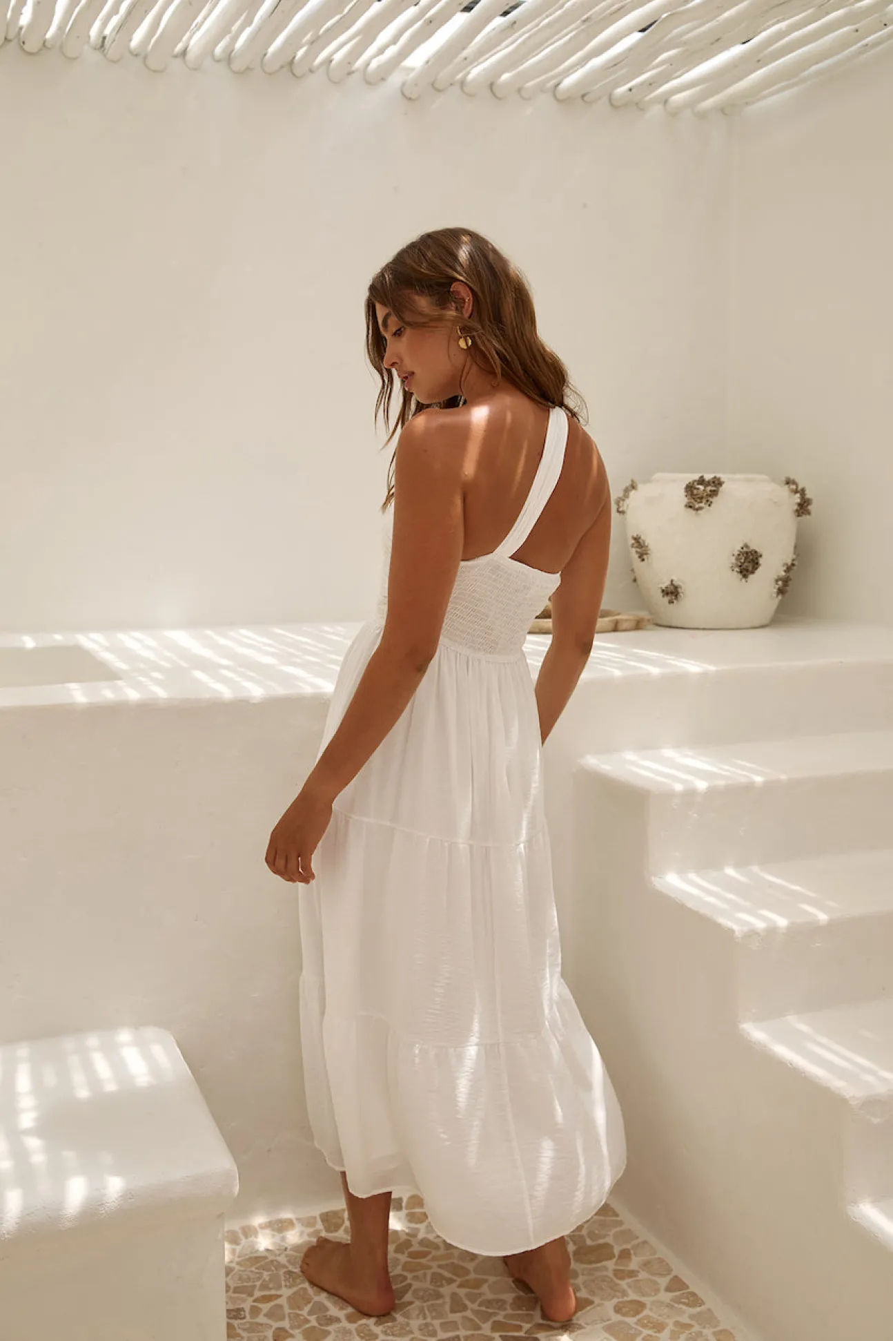 Pure Satisfaction One Shoulder Maxi Dress White