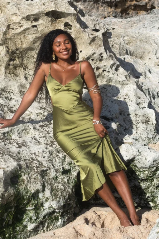 Raise A Toast Maxi Dress Olive