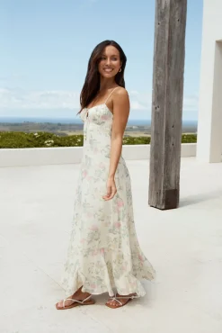 Rebekah Floral Maxi Dress Beige