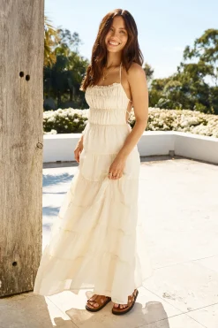 Renaissance Art Maxi Dress Cream