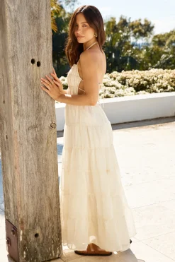 Renaissance Art Maxi Dress Cream