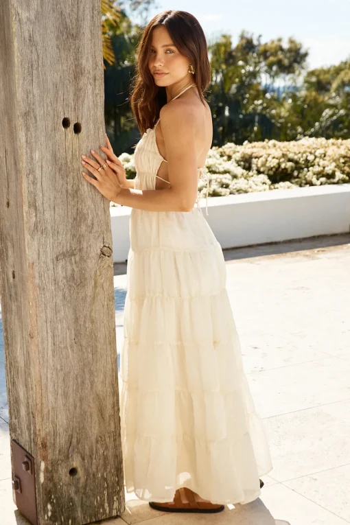 Renaissance Art Maxi Dress Cream