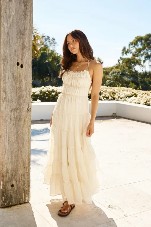 Renaissance Art Maxi Dress Cream
