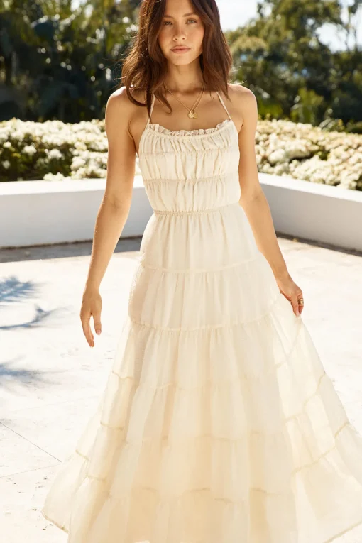 Renaissance Art Maxi Dress Cream