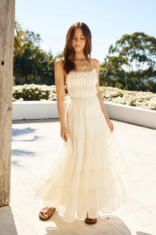 Renaissance Art Maxi Dress Cream