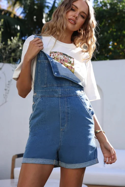 RIDERS BY LEE 90's Dungaree Short River Fade