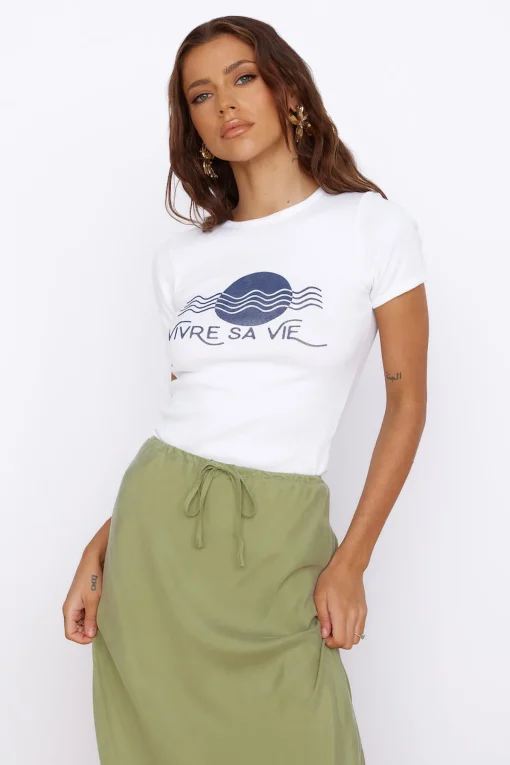 ROLLA'S Vivre Sa Vie Baby Rib Tee White