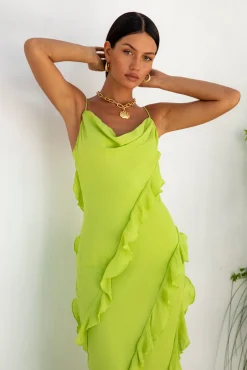 Romantic Flare Maxi Dress Green