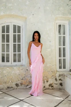 Romantic Flare Maxi Dress Pink