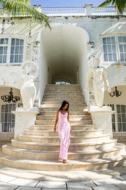 Romantic Flare Maxi Dress Pink