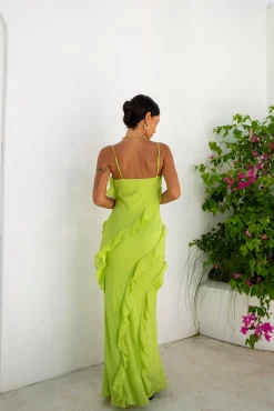 Romantic Flare Maxi Dress Green